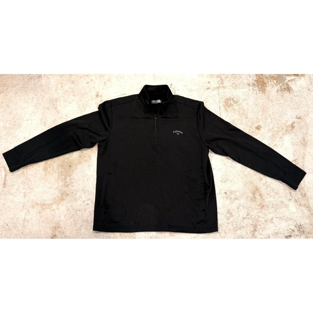 Callaway Golf Pullover Jacket Men's Large Black 1/4 Zip Performance Fleece Lined